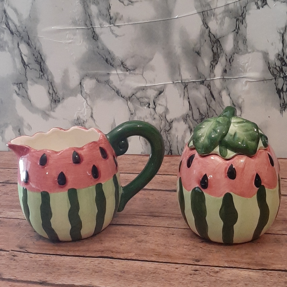 Sugar And Creamer Set Watermelon Design
